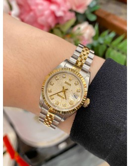 (LIKE NEW) 2000 ROLEX LADY DATEJUST REF 79173 18K 750 YELLOW GOLD JUBILEE DIAMOND DIAL 26MM AUTOMATIC WATCH -FULL SET-