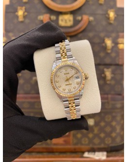 (LIKE NEW) 2000 ROLEX LADY DATEJUST REF 79173 18K 750 YELLOW GOLD JUBILEE DIAMOND DIAL 26MM AUTOMATIC WATCH -FULL SET-