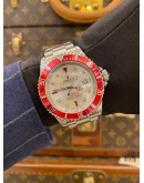 2005 ROLEX SUBMARINER RUBY WHITE DIAMOND DIAL REF 16610 40MM AUTOMATIC WATCH 