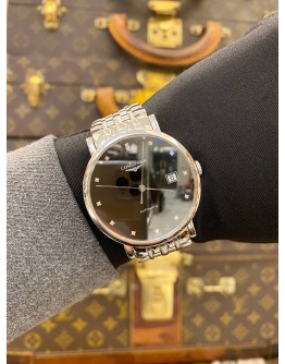 (UNUSED) 2023 LONGINES ELEGANT COLLECTION DIAMOND REF L4.810.4.57.6 BLACK DIAL 37MM AUTOMATIC WATCH -FULL SET-