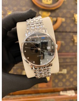 (UNUSED) 2023 LONGINES ELEGANT COLLECTION DIAMOND REF L4.810.4.57.6 BLACK DIAL 37MM AUTOMATIC WATCH -FULL SET-