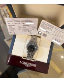 (UNUSED) 2023 LONGINES ELEGANT COLLECTION DIAMOND REF L4.810.4.57.6 BLACK DIAL 37MM AUTOMATIC WATCH -FULL SET-