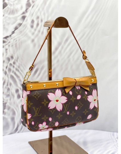 LOUIS VUITTON x TAKASHI MURAKAMI CHERRY BLOSSOM MONOGRAM CANVAS POCHETTE MINI SHOULDER BAG