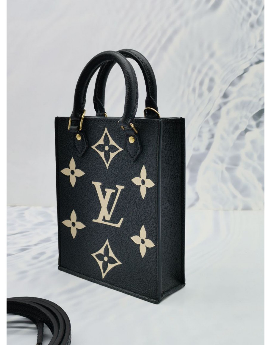 LOUIS VUITTON Petit Sac Plat Monogram/Empureinte leather Black