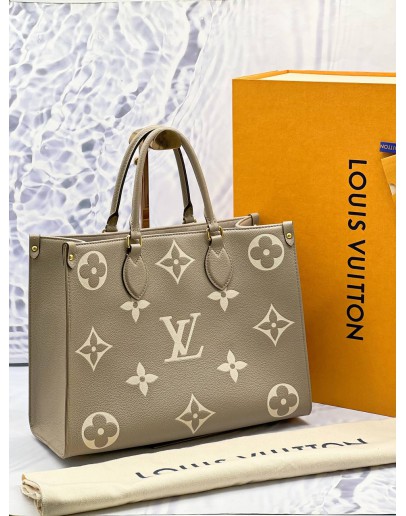 LOUIS VUITTON ON THE GO MM MONOGRAM EMPREINTE LEATHER BAG 