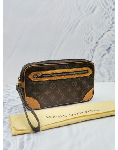 LOUIS VUITTON MARLY GRAGONNE MONOGRAM DAMIER EBENE CANVAS CLUTCH