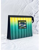 (RAYA SALE) LOUIS VUITTON POCHETTE VOYAGE MM DAMIER GRADIENT GREEN STRIPES CANVAS CLUTCH 