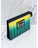 (RAYA SALE) LOUIS VUITTON POCHETTE VOYAGE MM DAMIER GRADIENT GREEN STRIPES CANVAS CLUTCH 