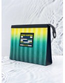 (RAYA SALE) LOUIS VUITTON POCHETTE VOYAGE MM DAMIER GRADIENT GREEN STRIPES CANVAS CLUTCH 