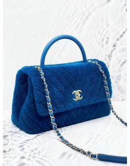 CHANEL COCO SHEARLING LAMBSKIN LEATHER HANDLE BAG
