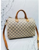 LOUIS VUITTON SPEEDY BANDOULIERE 30 DAMIER AZUR CANVAS BAG