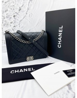 CHANEL LARGE BOY QUILTED CALFSKIN LEATHER FLAP BAG FULL SET
