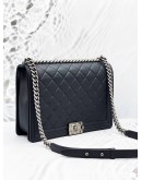 CHANEL LARGE BOY QUILTED CALFSKIN LEATHER FLAP BAG FULL SET