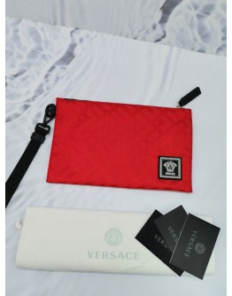 VERSACE FABRIC SLIM POUCH IN RED