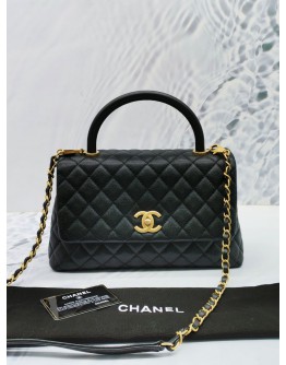 CHANEL COCO HANDLE BAG IN BLACK CAVIAR LEATHER