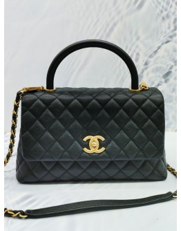 CHANEL COCO HANDLE BAG IN BLACK CAVIAR LEATHER