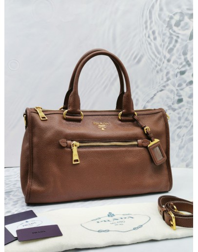 PRADA HANDLE BROWN BAG WITH STRAP