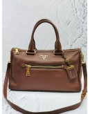 PRADA HANDLE BROWN BAG WITH STRAP