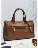 PRADA HANDLE BROWN BAG WITH STRAP