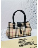 BURBERRY HAYMARKET CHECK COATED TOTE BAG