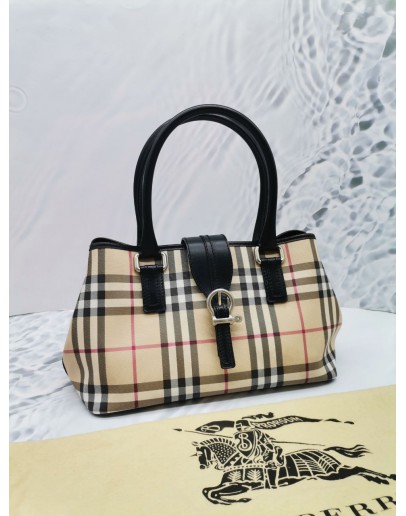 BURBERRY HAYMARKET CHECK COATED TOTE BAG