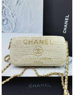 CHANEL DEAUVILLE DOUBLE ZIP CLUTCH CHAIN BAG