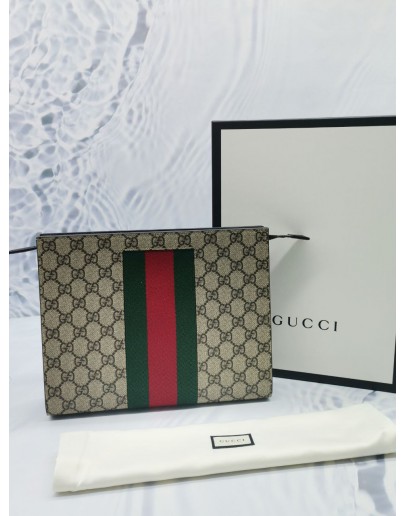 GUCCI SUPREME WEB CLUTCH FULL SET