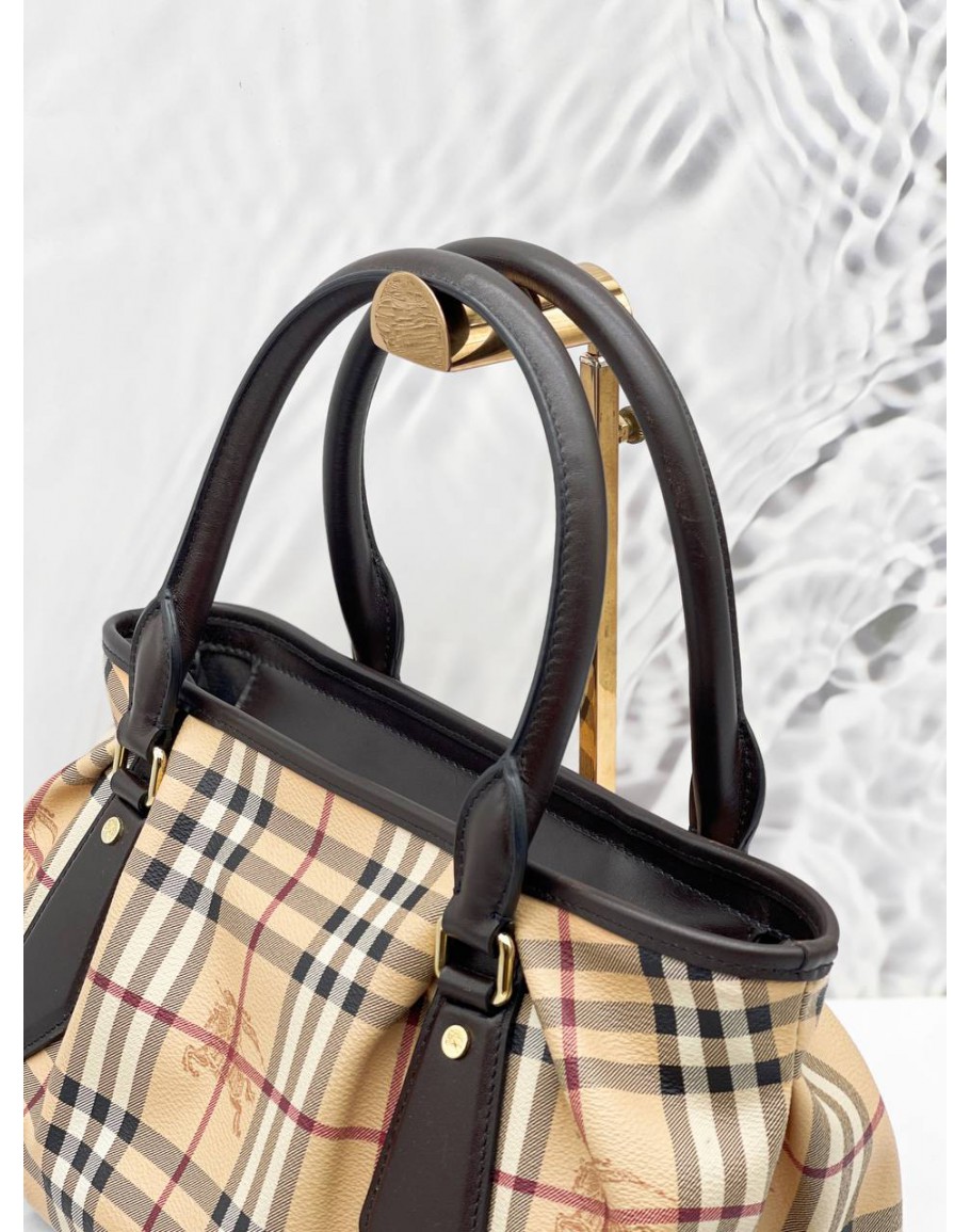 Sold at Auction: Burberry Haymarket Check Coated Canvas Mini Square Tote