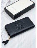 GUCCI SOHO PEBBLED LEATHER ZIPPY WALLET