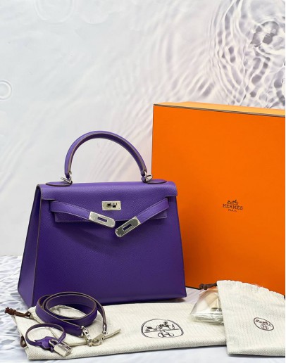 HERMES KELLY 28 PURPLE COLOR SHW FULL SET