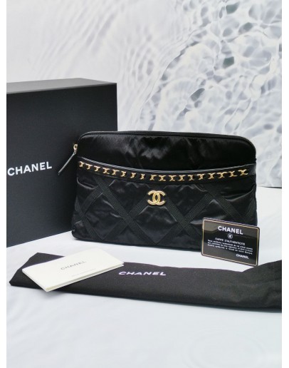 CHANEL NYLON CC LOGO POUCH FORDBLE TOTE BAG -FULL SET-