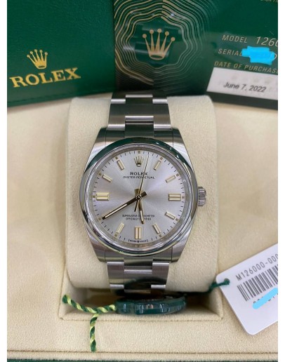 ROLEX OYSTER PERPETUAL REF126000 36MM AUTOMATIC UNISEX WATCH -YEAR 2022 BRAND NEW- -FULL SET-