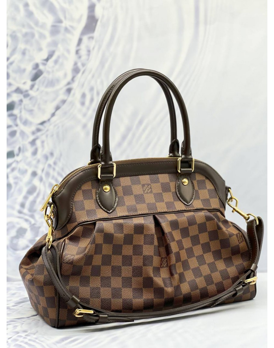 Louis+Vuitton+Trevi+Shoulder+Bag+PM+Brown+Canvas+Damier+Ebene for sale  online