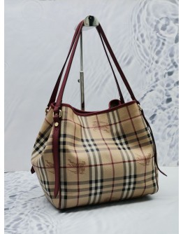 BURBERRY HAYMARKET CHECK COATED TOTE BAG 