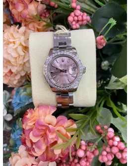 ROLEX LADY OYSTER PERPETUAL DATEJUST PINK DIAL LIMITED EDITION REF 179160 28MM AUTOMATIC WATCH