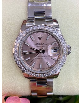 ROLEX LADY OYSTER PERPETUAL DATEJUST PINK DIAL LIMITED EDITION REF 179160 28MM AUTOMATIC WATCH