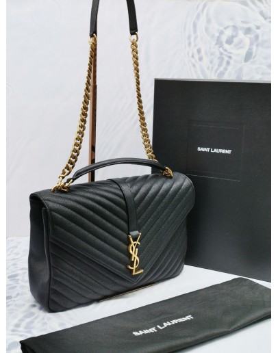 YSL SAINT LAURENT COLLEGE LARGE GOLD CHAIN BAG