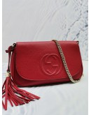 GUCCI SOHO CHAIN LEATHER FLAP SHOULDER BAG