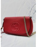 GUCCI SOHO CHAIN LEATHER FLAP SHOULDER BAG