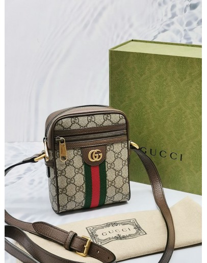 GUCCI OPHIDIA GG SUPREME CANVAS CROSSBODY BAG -FULL SET-