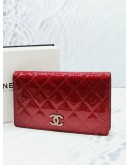 (BRAND NEW) CHANEL RED PATENT LEATHER LONG WALLET -FULL SET-