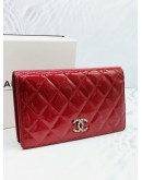 (BRAND NEW) CHANEL RED PATENT LEATHER LONG WALLET -FULL SET-