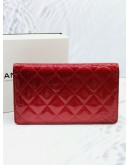 (BRAND NEW) CHANEL RED PATENT LEATHER LONG WALLET -FULL SET-