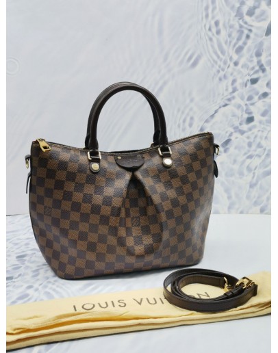 LOUIS VUITTON SIENA MM DAMIER EBENE CANVAS BAG WITH STRAP