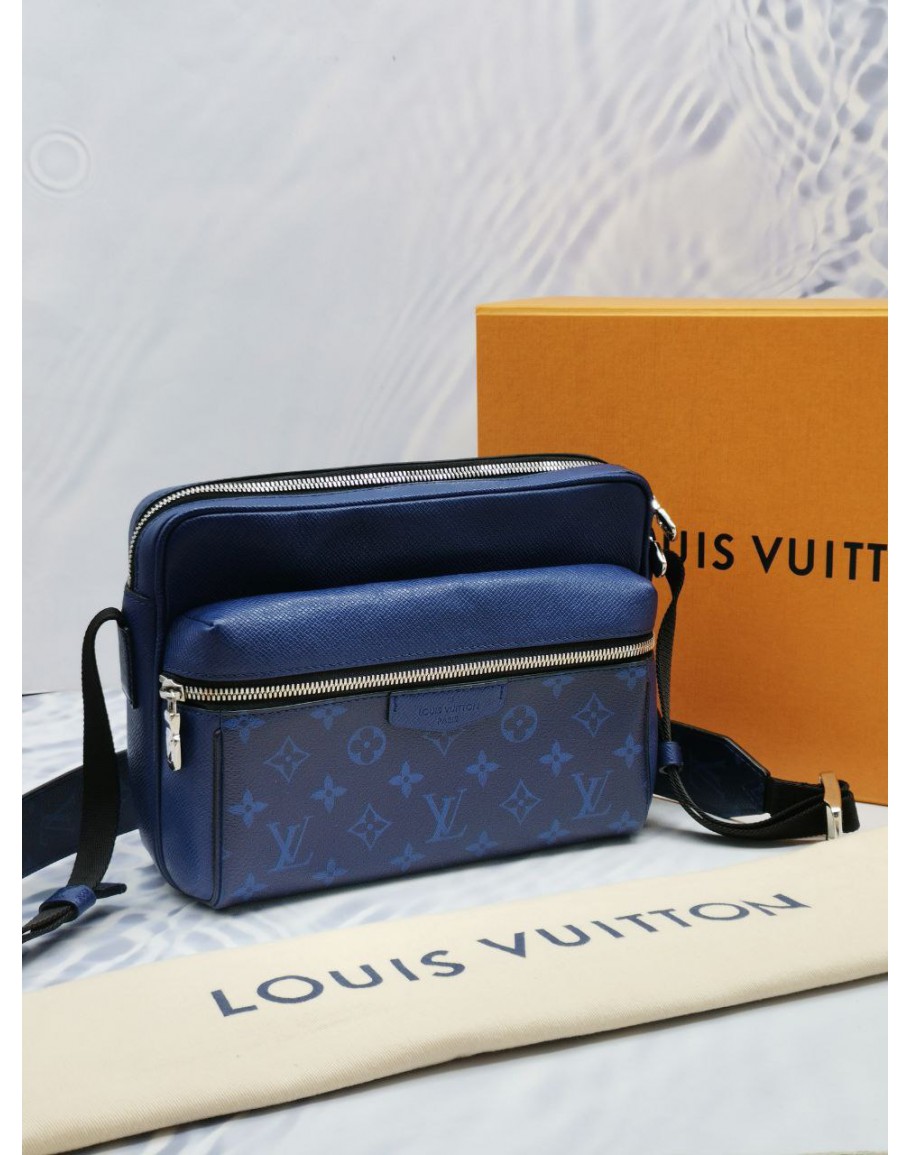 Louis Vuitton Outdoor Messenger Navy Blue in Monogram Coated