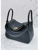 HERMES LINDY 26 BLUE NUIT TAURILLON CLEMENCE LEATHER