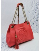 GUCCI SOHO PEBBLED LEATHER SHOULDER CHAIN BAG