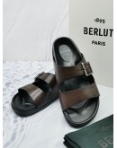 BERLUTI EGIO SCRITTO LEATHER SANDALS SIZE 6 -FULL SET-