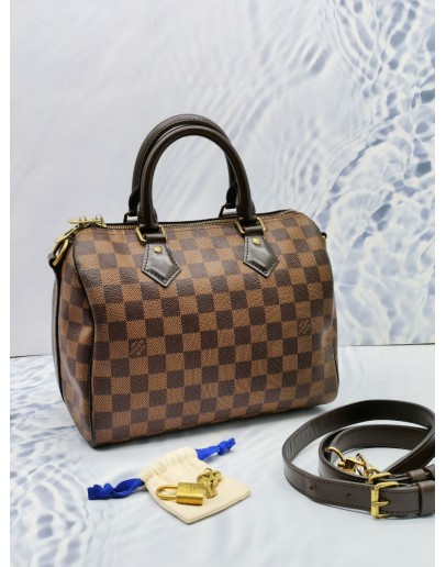 (RAYA SALE) LOUIS VUITTON SPEEDY BANDOULIERE 25 DAMIER EBENE CANVAS BAG