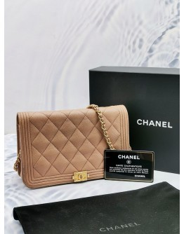 (RAYA SALE) CHANEL QUILTED BOY WALLET ON CHAIN -FULL SET-